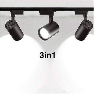 Modern 3-in-1 LED Tracklight Track Light – Adjustable Ceiling Spotlight for Living Room, Shop, Gallery, Office & Showroom (Black) led bending light mirror 