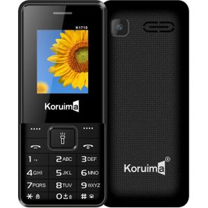 Koruima K1710 Keypad Phones 1.77" 1800mAh 5V 1A Charger Dual Sim Wireless FM Radio Button Phones Black