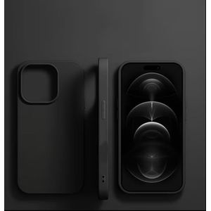 iPhone 14 Pro Silicone Protective Case – Matte Black Elegance with Full Camera Coverage, Shockproof Corners & Scratch-Resistant Shield. ( Black )
