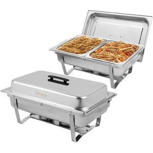 2 Sets Chafing Dish Set Food Warmer Buffet with Folding Frame Food Pans