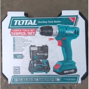 TOTAL Tool Set With 12V Lithium-Ion Cordless Drill Tool Set