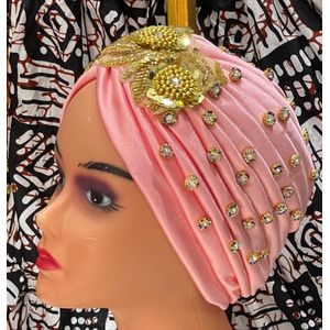 TRIMMINGS TURBAN  CAP PEACH