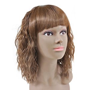 Noble Super Curly Fiber Hair Wig with Bang Brazilian Synthetic wig Blond Brown Made Machine Wig Synthetic fiber Hair Wig For Women