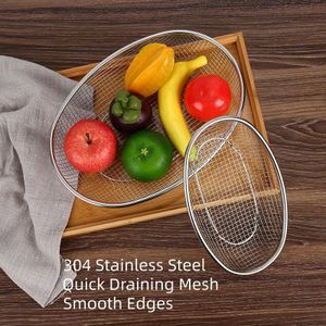 Stainless Steel Oval Colander, Wash Fruits, Drain Veggies, Easy Clean, Space - Saving Kitchen Tool