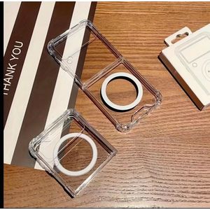 Samsung Galaxy Z Flip 3 & Flip 4 Silicone Protective Case – Matte Black Elegance with Full Camera Coverage, Shockproof Corners & Scratch-Resistant Shield. ( Transparent )