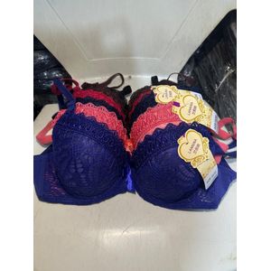 Sexy lacy bra set 3pcs 36, 40, 42 nude, pitch,blue, black