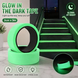 2cm x 3m Green Glow in the Dark Tape, Waterproof Wear-Resistant Luminous Adhesive Tape for Stairs, Walls & Safety Marking