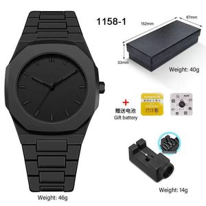Men’s All-Black Stainless Steel Wristwatch - Minimalist Design - Analog Quartz