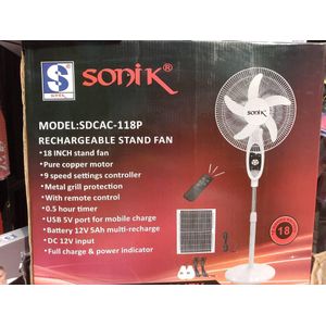 Sonik 18-inch Rechargeable Stand Fan, Model SDCAC-118P. 