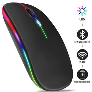 Wireless Mouse Bluetooth RGB Backlight Mice Ergonomic Rechargeable USB Mouse for Computer PC Laptop IPad Tablet