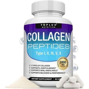 Puritan'S Pride Multi Collagen Peptides Pills 1800 Mg Complex - Type I, II, III, V, X Premium Collagen Complex for Better Skin & Hair, Strong Joint, Hydrolyzed Protein, for Men Women, 90 Capsules, Supplement
