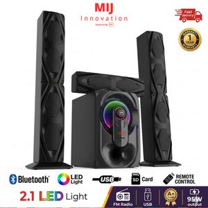 Mi+ Home theater 3.1 Channel Long pole Speaker System 95W with LED Light, Bluetooth, USB/SD/FM – 6.5 inch Main + 3 inch Sub Speakers 