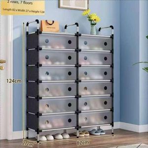 7-Layer 2-Roll Dustproof Shoe Rack with Cover, Multi-Layer Shoe Organizer