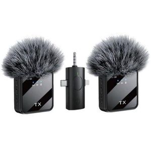 F11-2 Dual Noise Cancelling Wireless Microphone With 3 in 1 Receiver For iPhone,Type C and Camera
