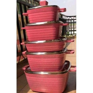 5 PCS Set Diecast Granite Pots