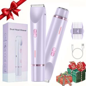 Dual Head Electric Shaver, Adjustable Painless Bikini Trimmer for Women, Body Hair Removal Clipper - USB Rechargeable Grooming Kit。(Available in Pink, Purple, Blue)