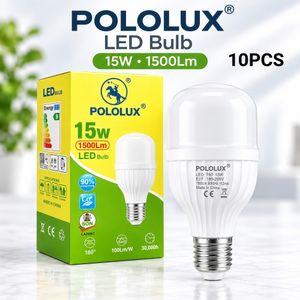 POLOLUX 10PCS 15W  LED T60 Light Bulb 1500Lm 8800K Cool White E27 Wide Voltage 150-265V Energy Saving Lamp