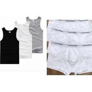 UNIQUE  6 In 1 Men white boxers and colored singlets 