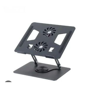 Genetic 360° Rotating Quality Laptop Stand With Dual Cooling Fans - Adjustable Height & Angle Aluminum Notebook Holder 