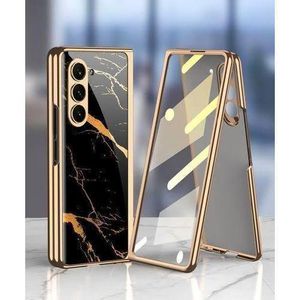 Pouch Samsung Galaxy Z Fold 7 Marble Plating Case With Front Glass Screen Protector