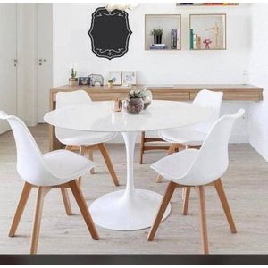Luxury Dinning Round Table(Pole Base) +4 Foam Sitting Chairs