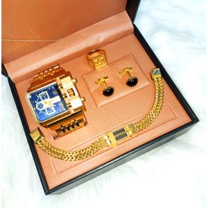 Oulm Best Selling Sophisticated & Mechanical Chain Wristwatch + Wrist Set For Top Men