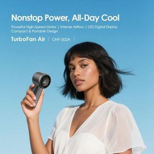 Oraimo Turbo-Fan Air LED Screen Display Portable Hand-held Make-Up Rechargeable Fan