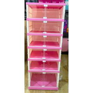 6-Tier Plastic Shoe Rack – Pink