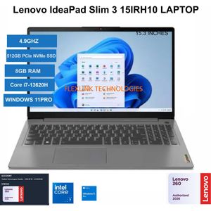 Lenovo  IdeaPad Slim 3 15IRH10  Intel Core i7-13620H  8GB RAM  512GB SSD  15.3" Display  Windows 11
