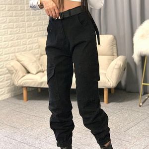 Online Shop - Cargo Pants Women High Waist Denim Overalls Casual