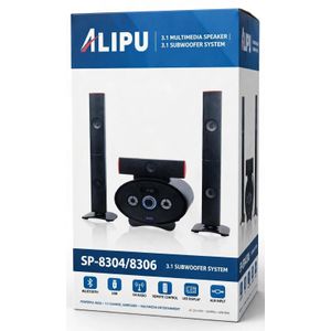 High Quality ALIPU 3.1 Multimedia Speaker System SP-8304/8306 - Bluetooth Home Theatre with Powerful Bass - FM Radio - USB - LED Display - Remote Control - Black