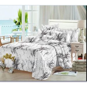 Bedding Sets Quality Cotton White Marble Bedsheets With Pillowcase-WHITE