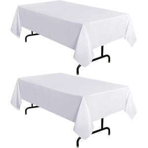 2 Pack White Table Cloth 60x102 Inch for 6 Feet Rectangle Tables