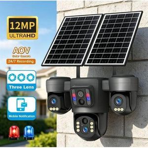 AOV Utral HD Smart Intelligent Human Tracking Night Vision Ubox 3Lens CCTV Camera With Double parnel 4g Network Ubox App Big Lens