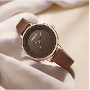 Ladies Brown Tiny Strap Wristwatch