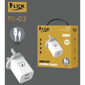 Flick iPhone charger 9A output super Fast Charging Lightning Cord Cable 2Pack USB Wall Charger Travel Plug Adapter Box for iPhone 14/13/12 Mini/11 Pro Max/10/XS/XR/X/8/7/SE,iPad