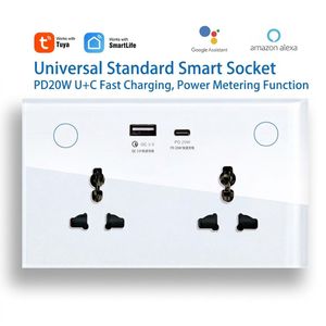 Tuya Dual-Plug Smart Wall Socket with Usb+Type-C Fast Charging Wifi Dual-Use Smart Socket SmartLife