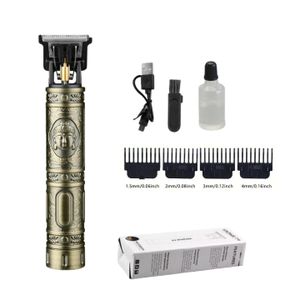 T-Shaped Beard Trimmer – USB Rechargeable – 4 Guide Combs & Lubricating Oil – Home Use Grooming Kit for Men