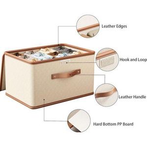 Foldable Storage Boxes with Lids, Large Linen Fabric Foldable Storage Boxes Organizer, Closet Organizers for Clothes Storage, Office Storage Large Capacity Clothes Organizer Storage Bin, Foldable Storage Organizer Closet Storage Bins -58*40*35CM