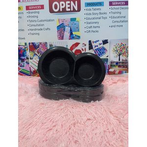 2-Compartment Black Textured Serving Plates / Snack Trays 