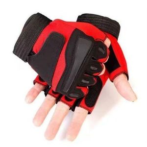 Tactical half-finger gloves, special force men's and women's combat, cycling sports Gym gloves - red