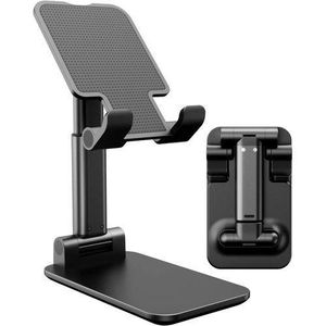 OIPETLUCK  Cell Phone Holder, Angle Height Adjustable Cell Phone Stand with Silicon Pad for Desk Fully Forldable Mobile Phone Holder Compatible with All Mobile Phones (Black)