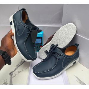 Clarks  Men’s Navy-Blue Leather Casual Lace-Up Shoes (lt313N)