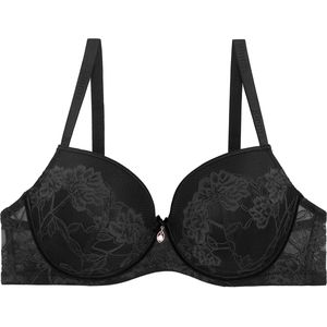 Binnys Elegant Black Bra,Ultra Comfort Underwire Bra, Floral Lace Adjustable Strap, Breathable Mesh Non-removable Pads, Full-coverage cup,Lightweight Lingerie, Women Daily Support Bras