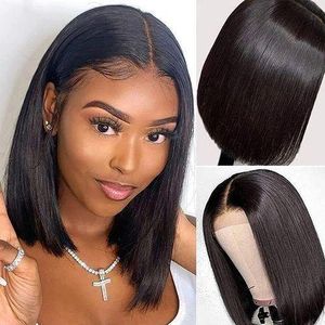 cheap wig Short Bob Middle Part Wig For Women -black Color