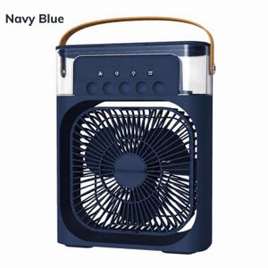 5 Holes 3-in-1 portable Plug-in Mist Fan With Lighting-Blue