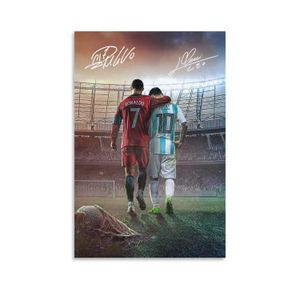 Messi Ronaldo Poster Wall Art Canvas Print Poster Home Bathroom Bedroom Office Living Room Decor Canvas Poster 