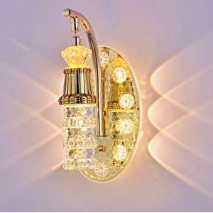 Modern Luxury Gold Curved Arc Crystal LED Wall Sconce