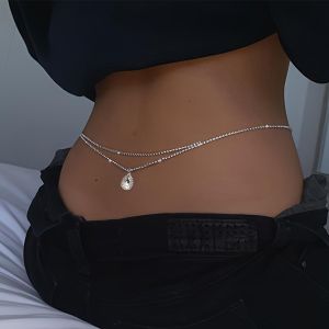 Tear drop silver waist chain