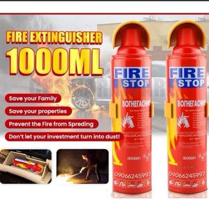 PORTABLE MINI FIRE EXTINGUISHER, FOAMING FIRE STOP FOR CARS, HOMES & OFFICES - 2 PIECES X 1000ML